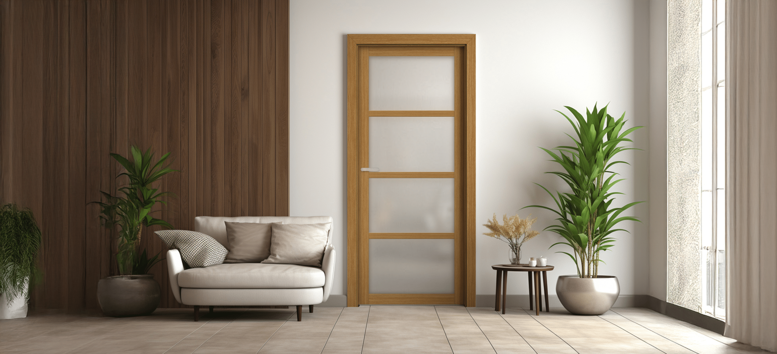 Ambient design interior living cu ușă de interior cu finisaj laminat model VISIO Pol-Skone